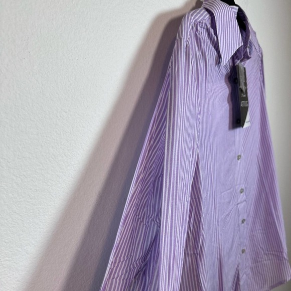NWT - Attitudes Renee Split Sleeve Button Front Woven Top Lavender Stripe - Picture 3 of 4